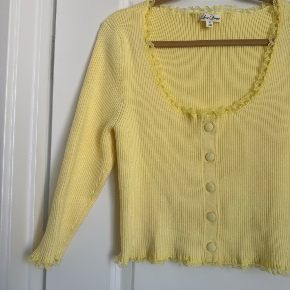 For Love And Lemons Jolie Cardigan Pale Yellow Size XL Excellent Condition - Picture 3 of 9
